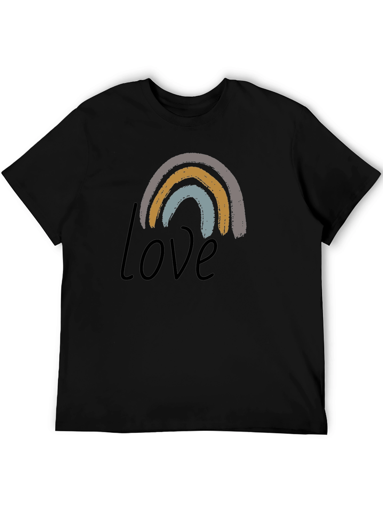 Camiseta Negra con Diseño de Arcoíris Love