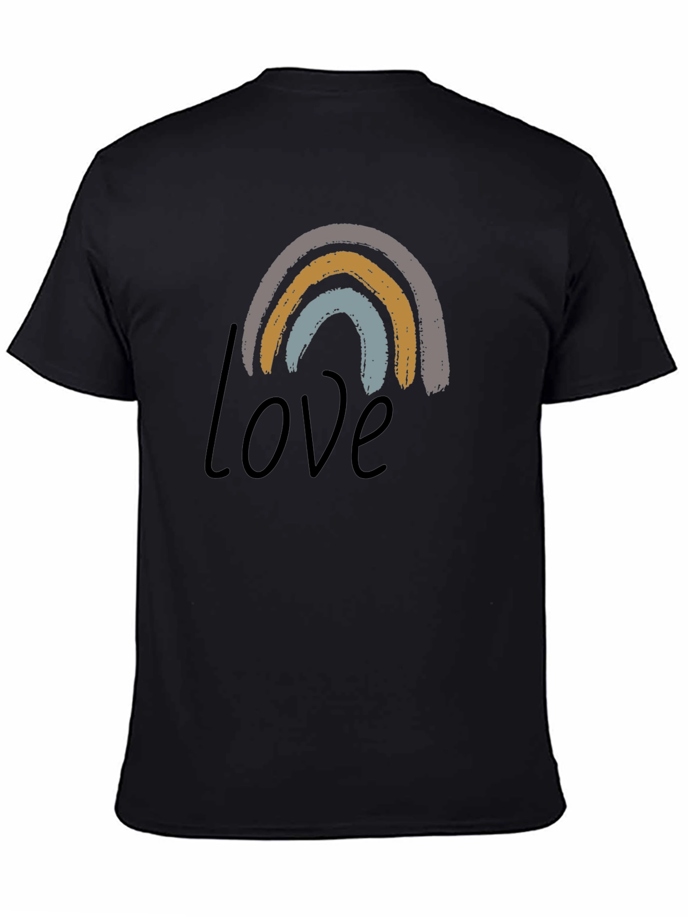 Camiseta Negra con Diseño de Arcoíris Love