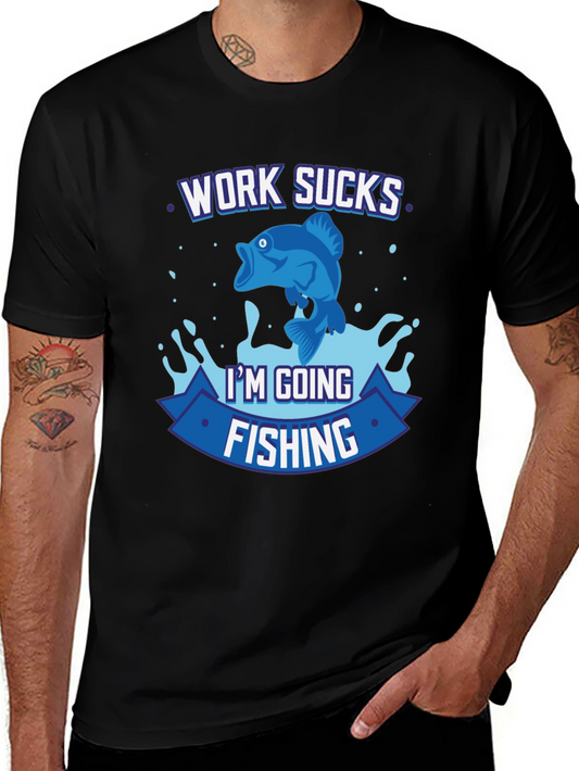 Camiseta Negra Pesca: El Trabajo Apesta Voy a Pescar