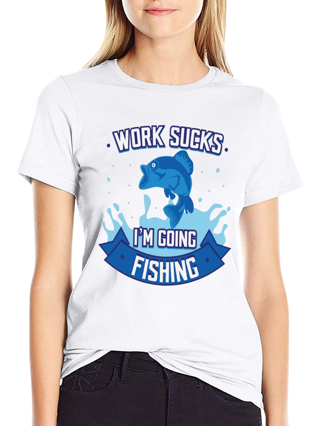 Camiseta Negra Pesca: El Trabajo Apesta Voy a Pescar