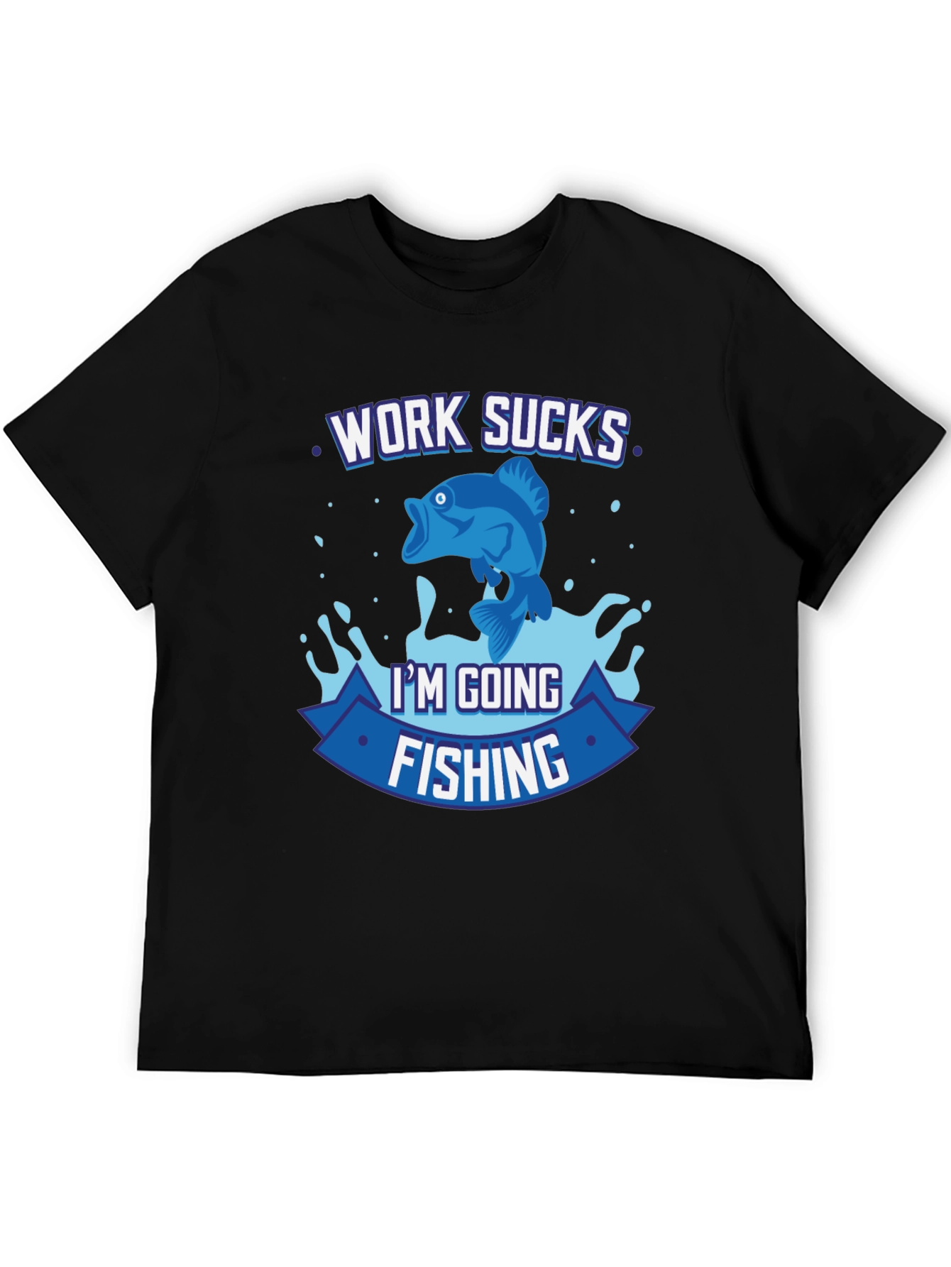 Camiseta Negra Pesca: El Trabajo Apesta Voy a Pescar