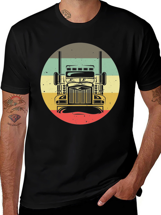 Camiseta Negra con Diseño de Camión Retro