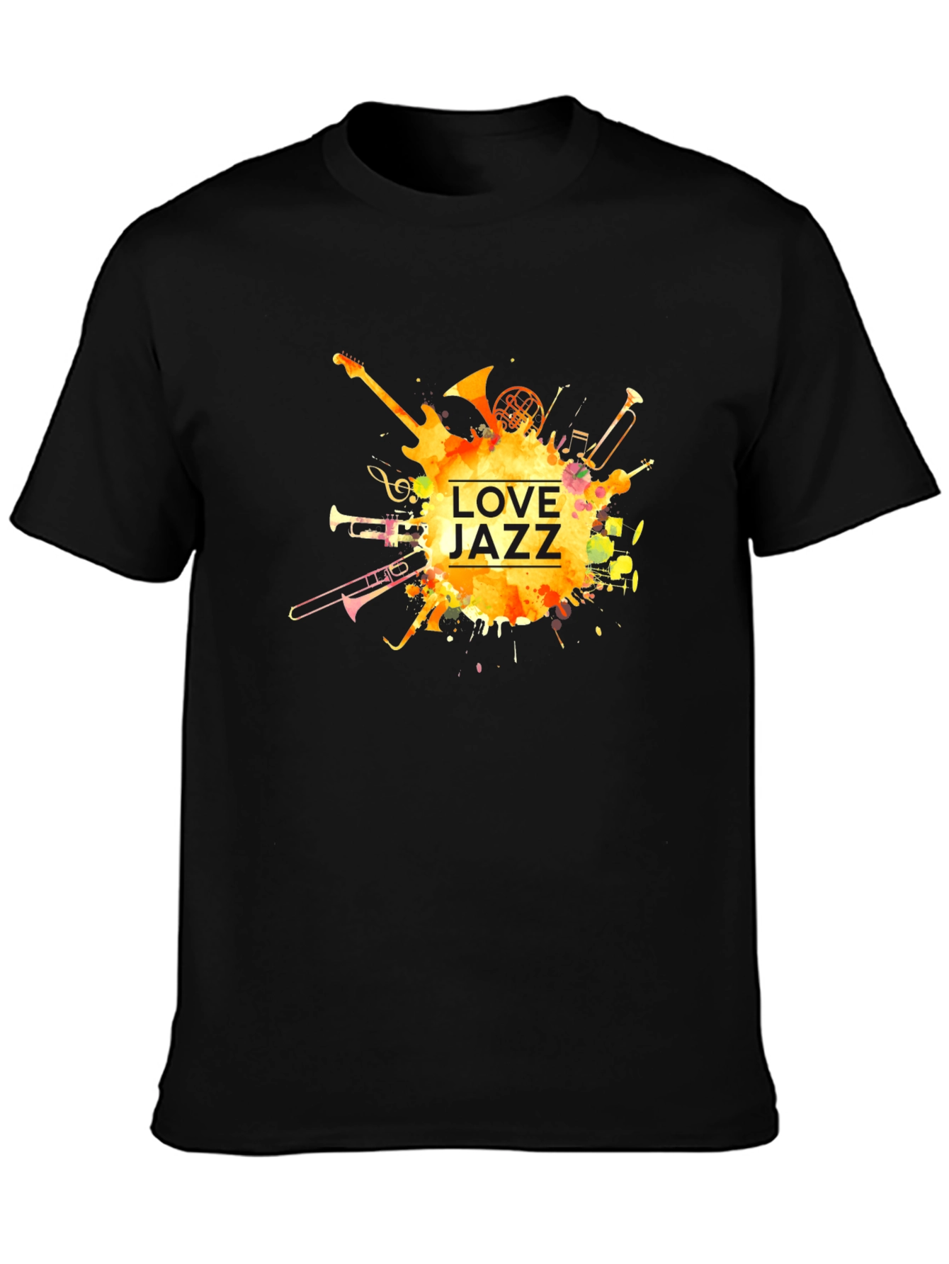 Camiseta Negra Estampada Love Jazz para Hombre