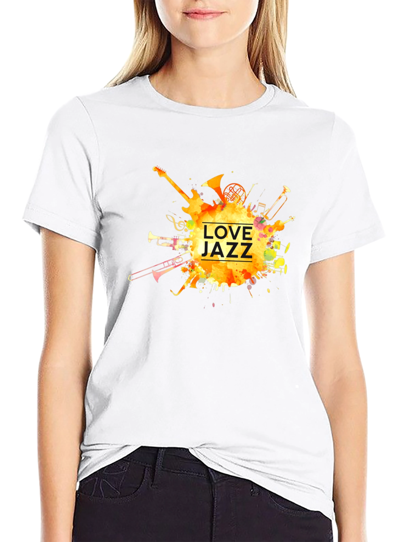 Camiseta Negra Estampada Love Jazz para Hombre