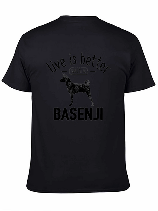 Camiseta Negra Basenji: La Vida es Mejor con un Perro