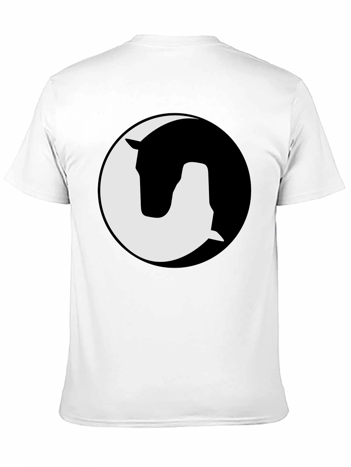 Camiseta Negra Yin Yang Caballo Diseño Gráfico Unisex