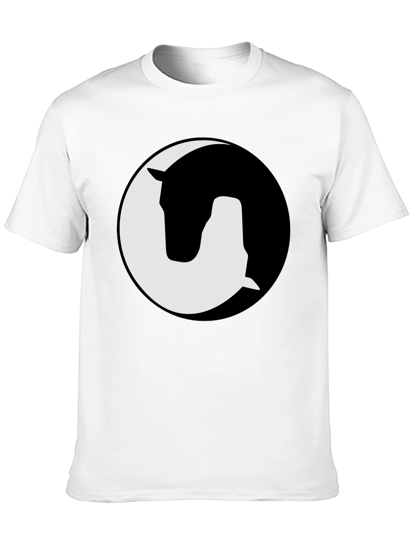 Camiseta Negra Yin Yang Caballo Diseño Gráfico Unisex