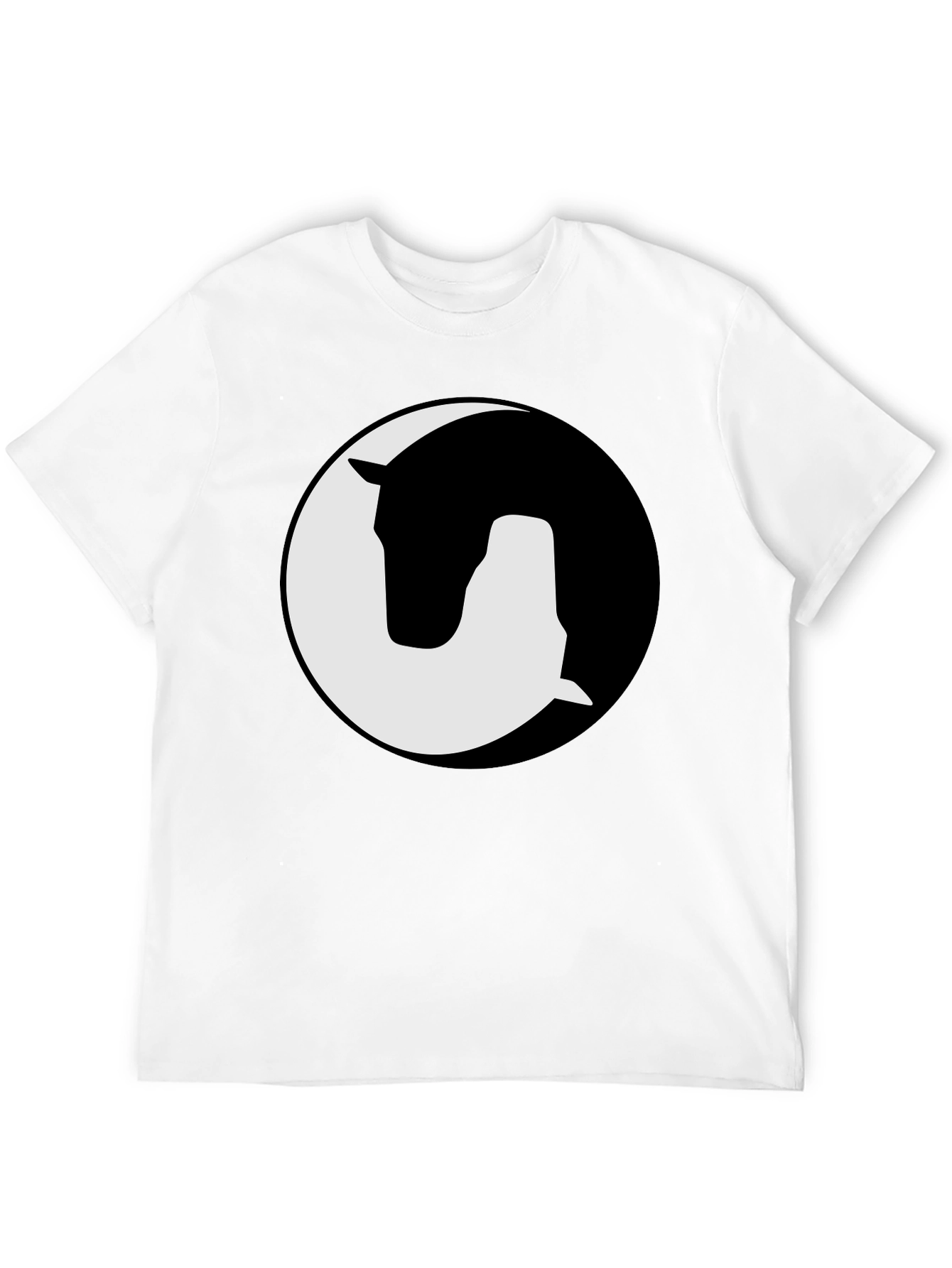 Camiseta Negra Yin Yang Caballo Diseño Gráfico Unisex