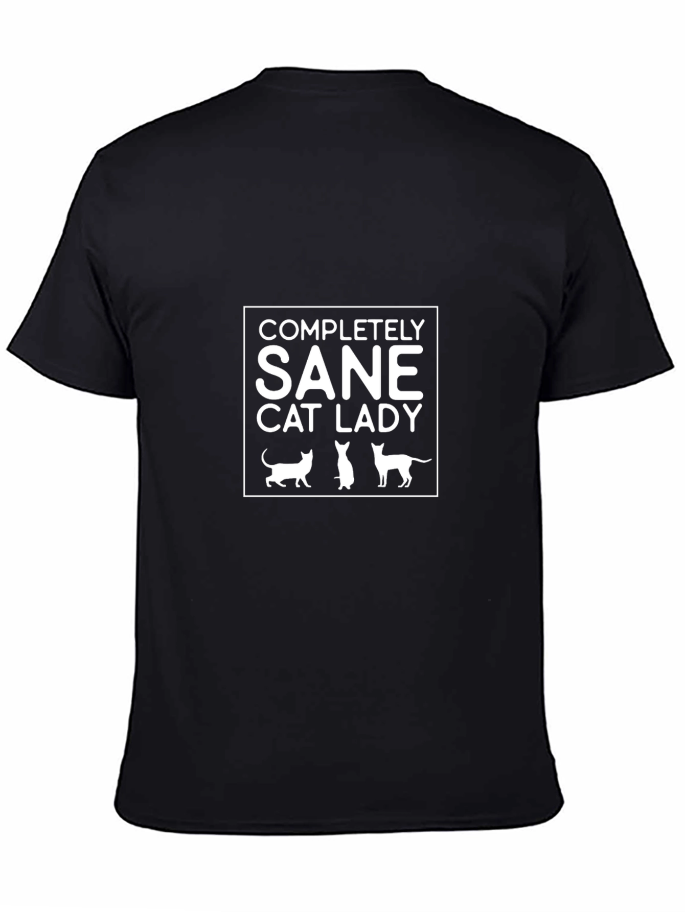 Camiseta Negra Completamente Sana Amante de Gatos