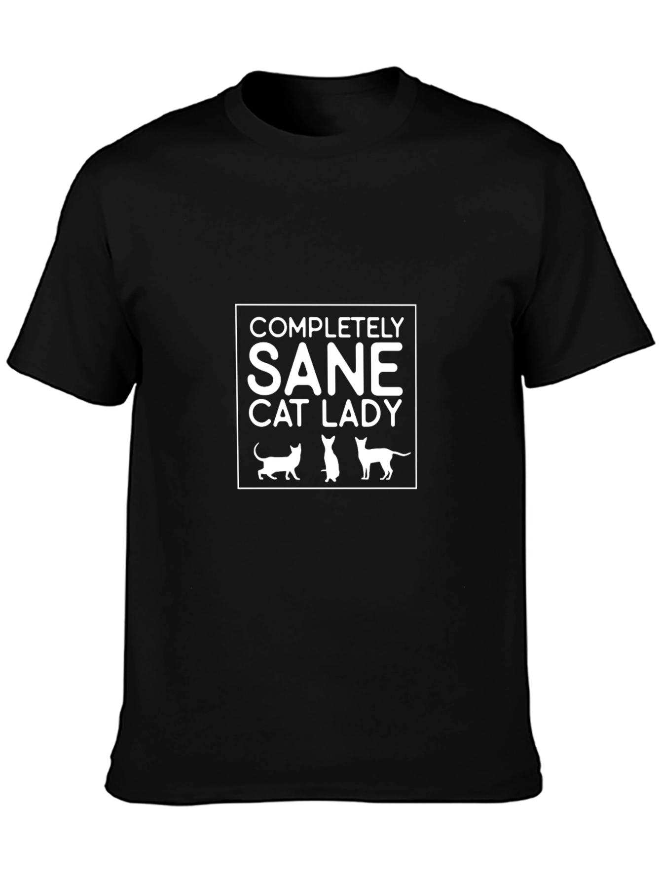 Camiseta Negra Completamente Sana Amante de Gatos