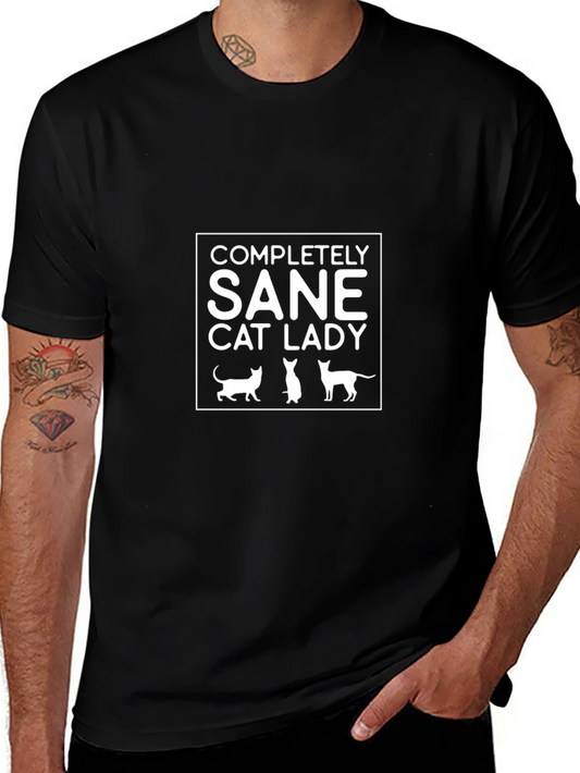 Camiseta Negra Completamente Sana Amante de Gatos
