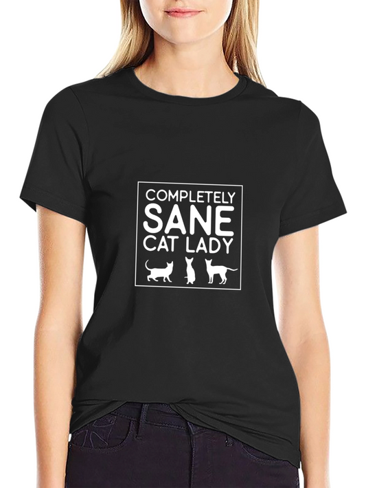 Camiseta Negra Completamente Sana Amante de Gatos
