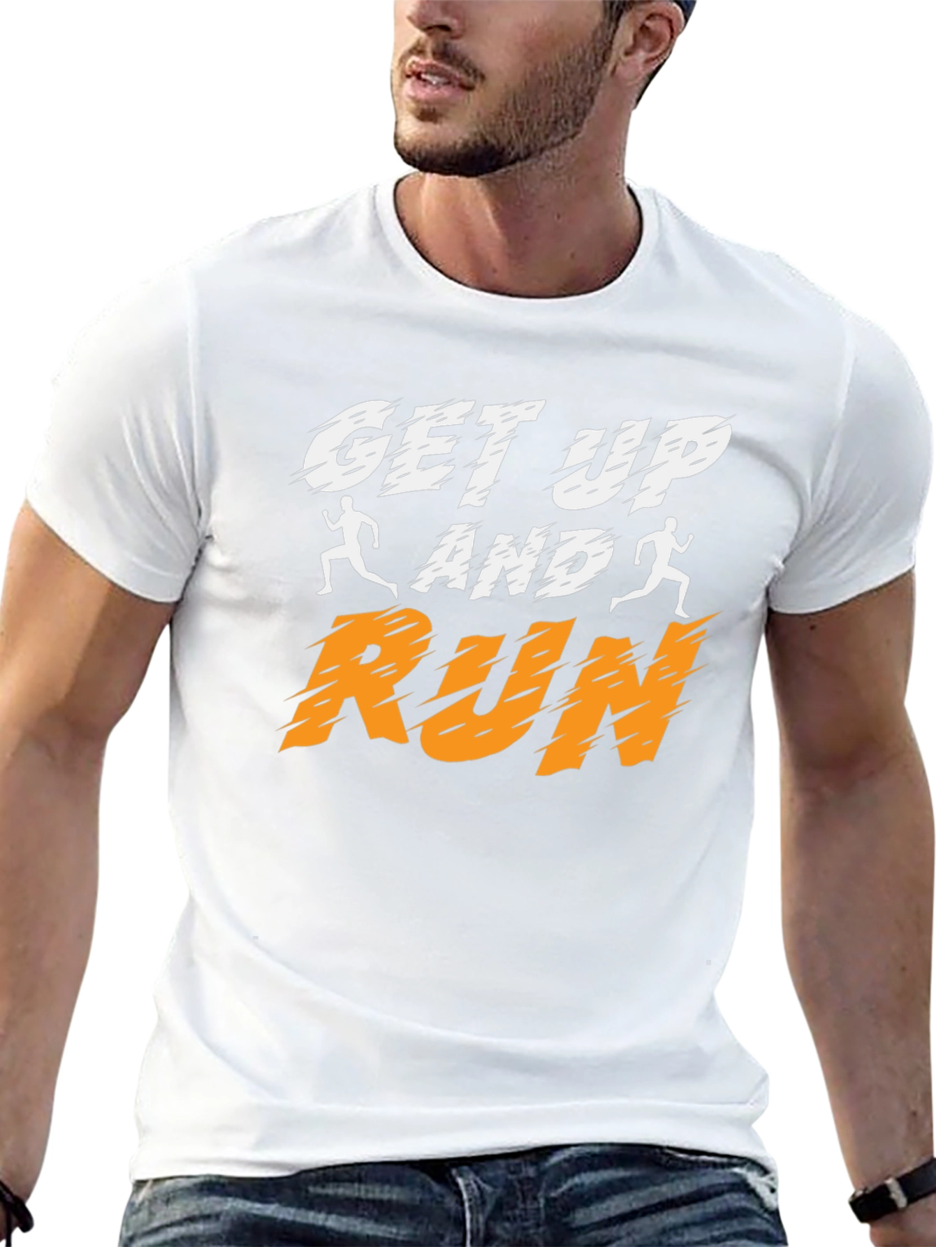 Camiseta Negra Deportiva Get Up and Run
