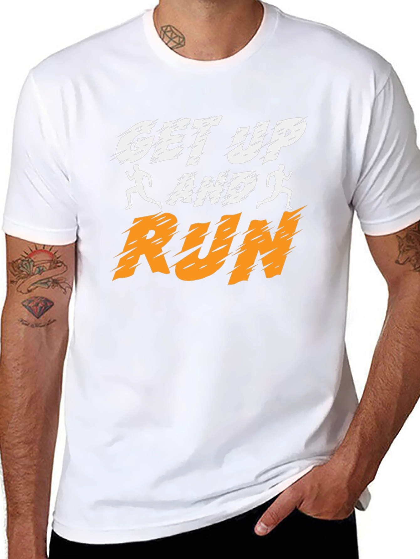 Camiseta Negra Deportiva Get Up and Run