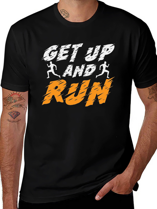Camiseta Negra Deportiva Get Up and Run