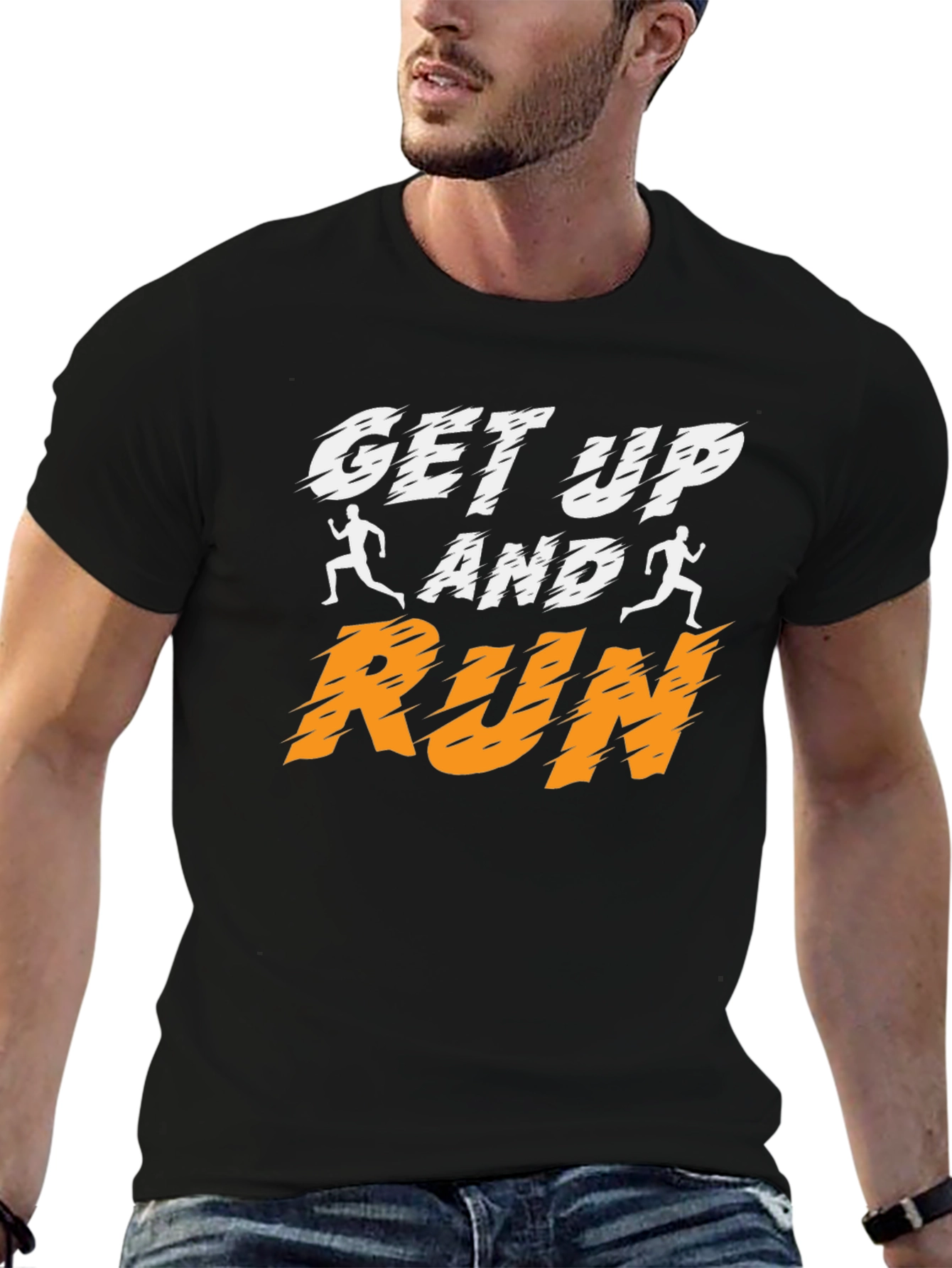 Camiseta Negra Deportiva Get Up and Run