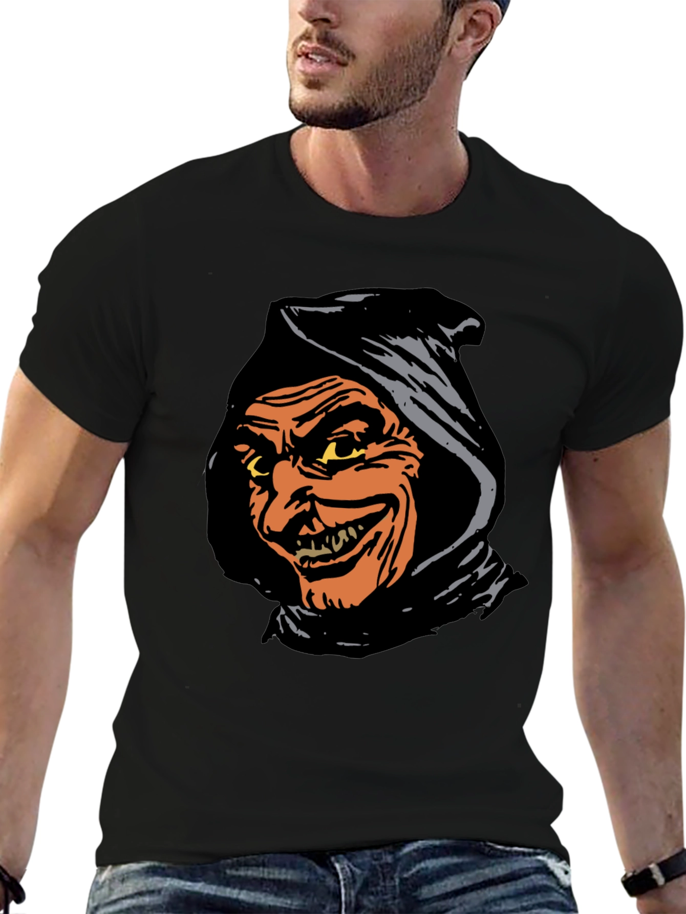 Camiseta Negra con Diseño de Personaje de Terror