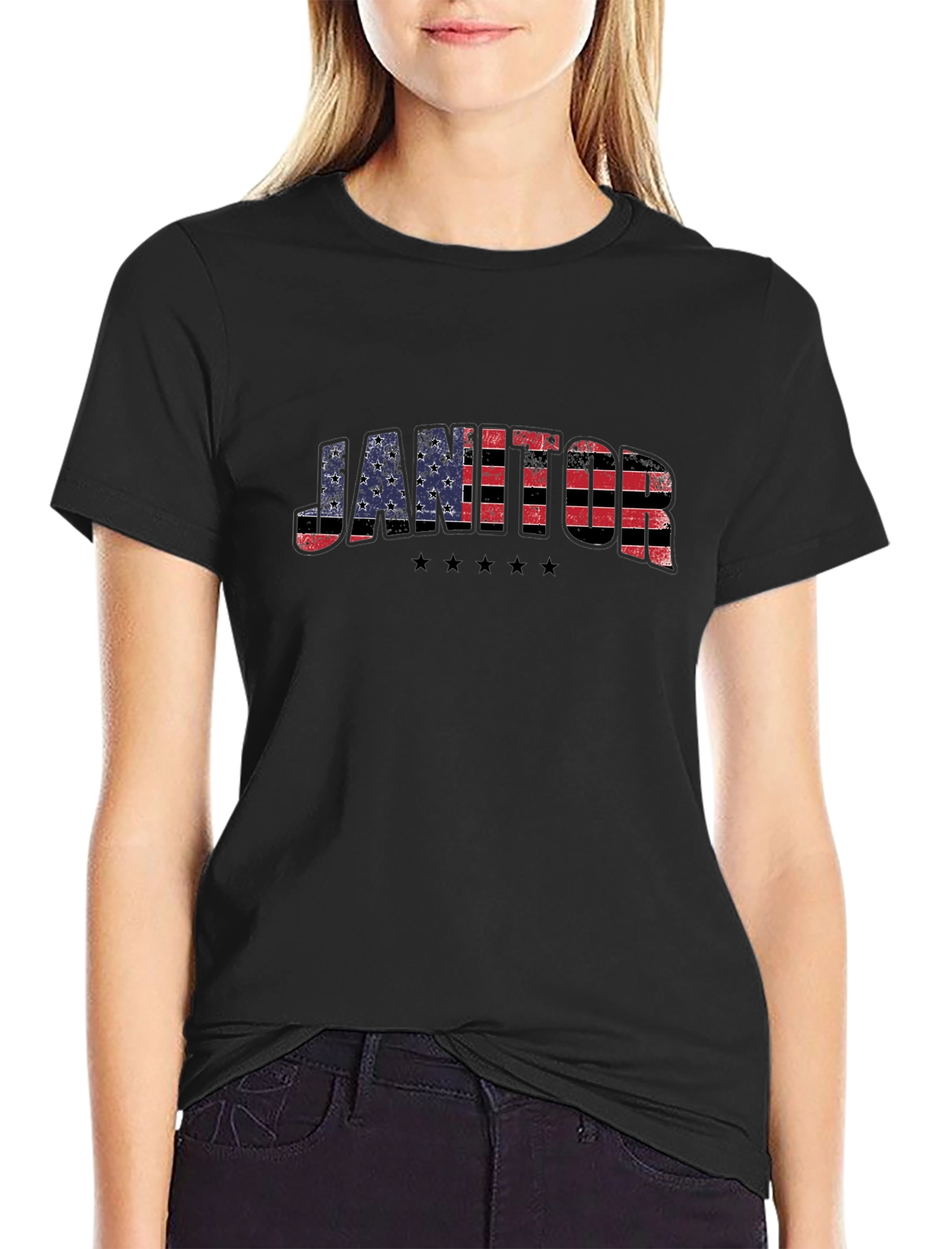 Camiseta Negra Janitor Estilo USA
