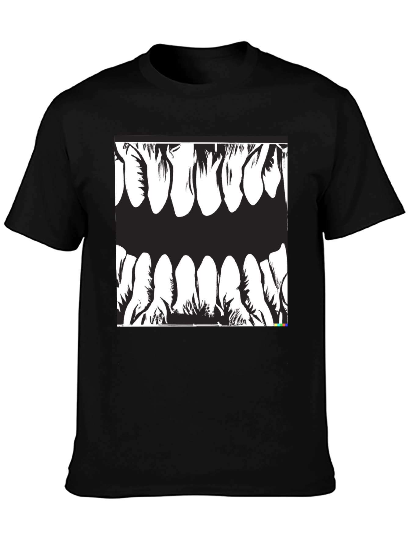 Camiseta Negra con Diseño de Dientes