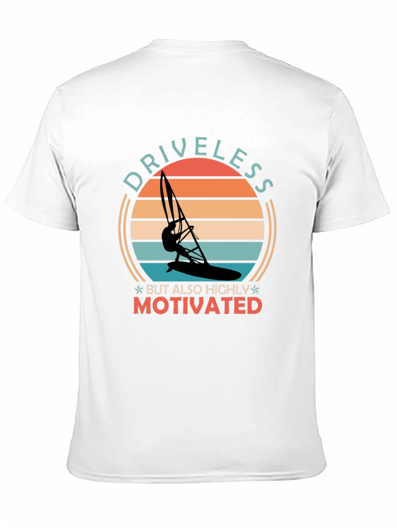 Camiseta Negra con Diseño de Windsurfista Motivacional