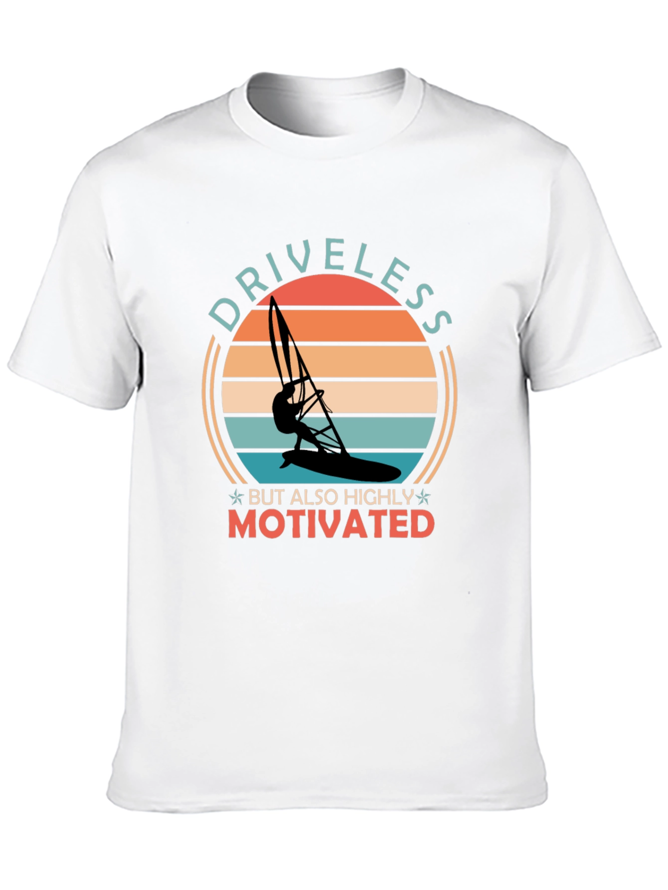 Camiseta Negra con Diseño de Windsurfista Motivacional