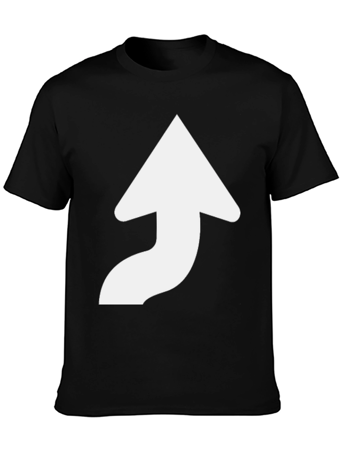 Camiseta Negra con Flecha Blanca Curvada