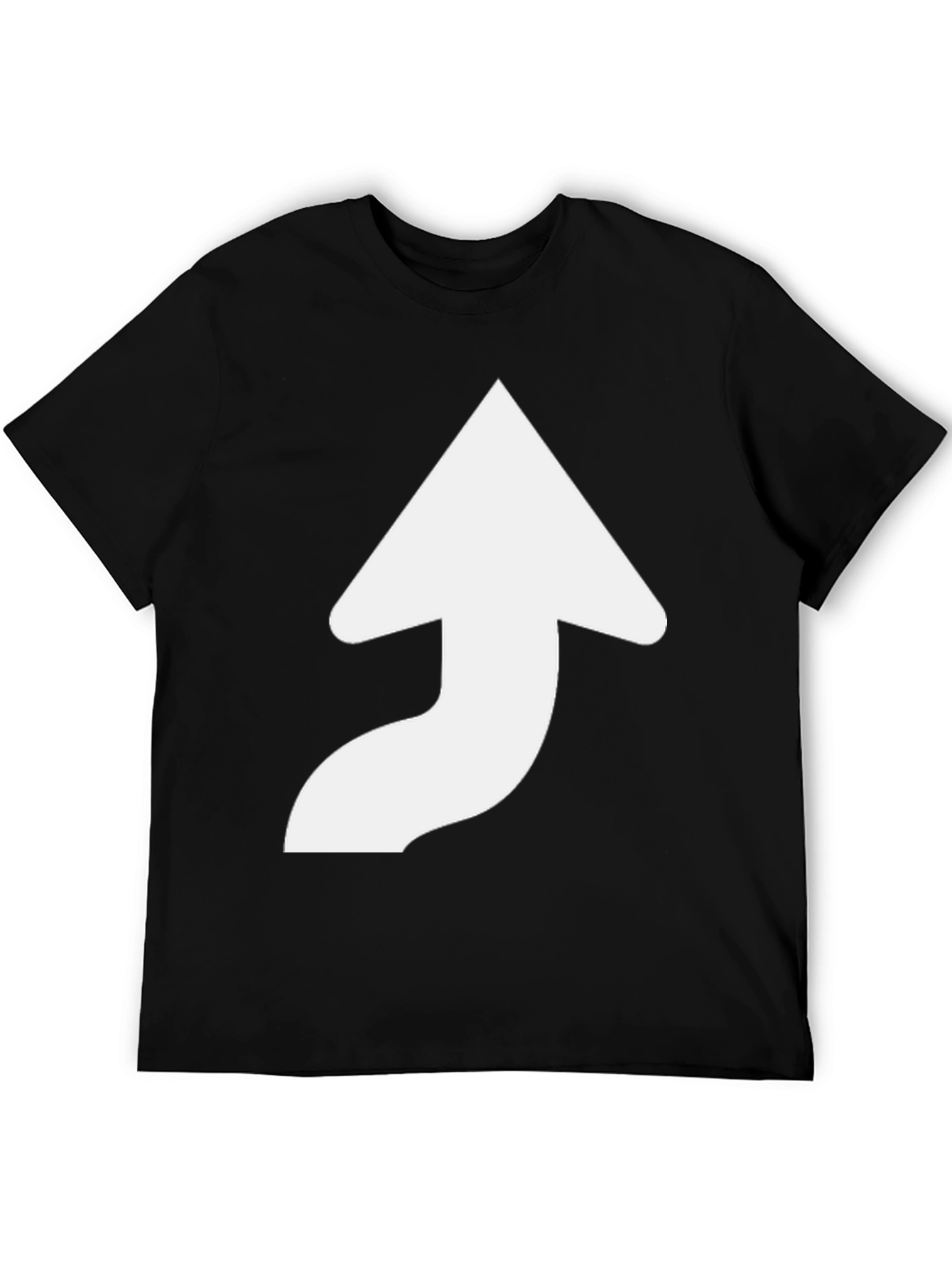 Camiseta Negra con Flecha Blanca Curvada