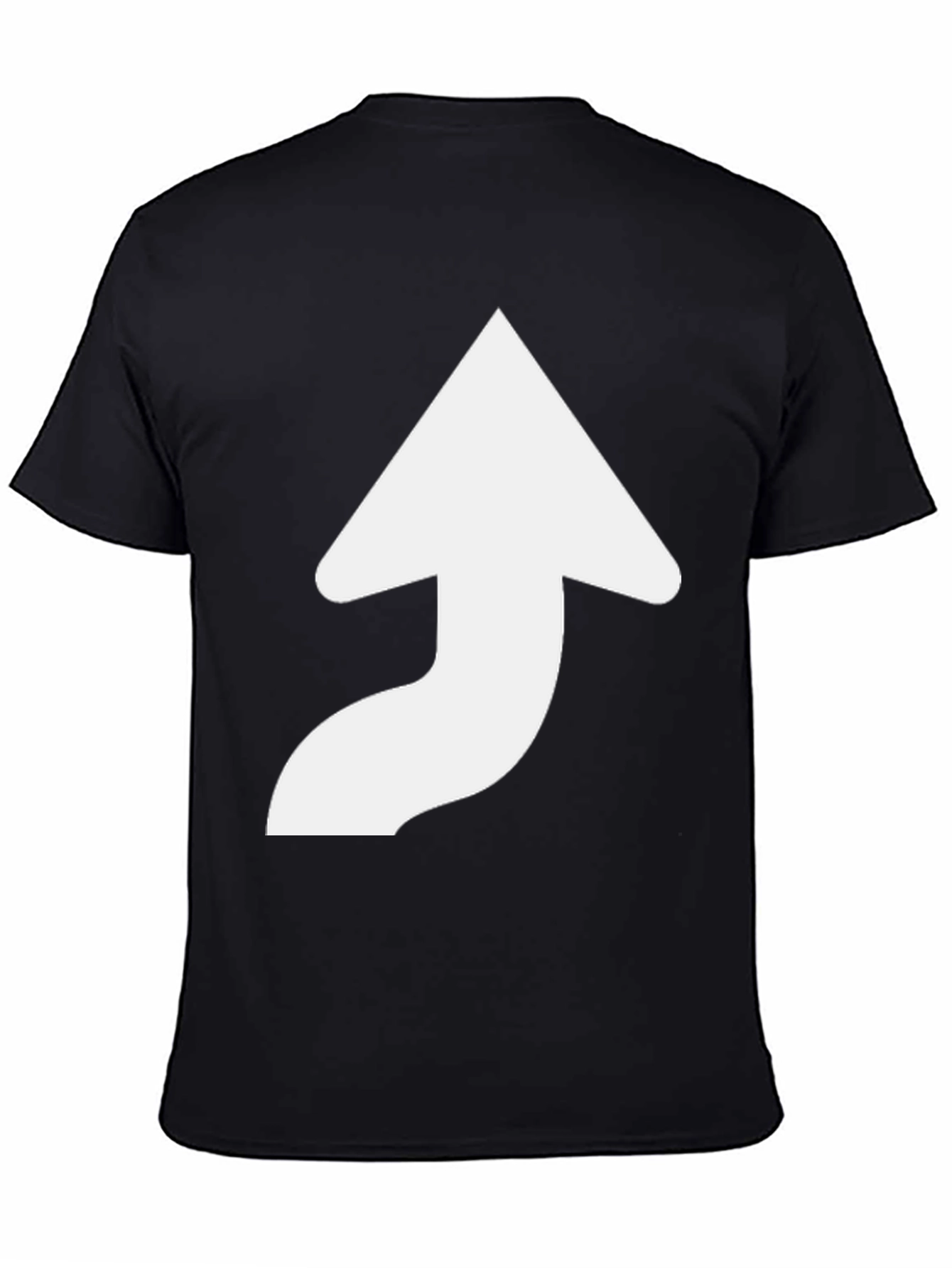 Camiseta Negra con Flecha Blanca Curvada