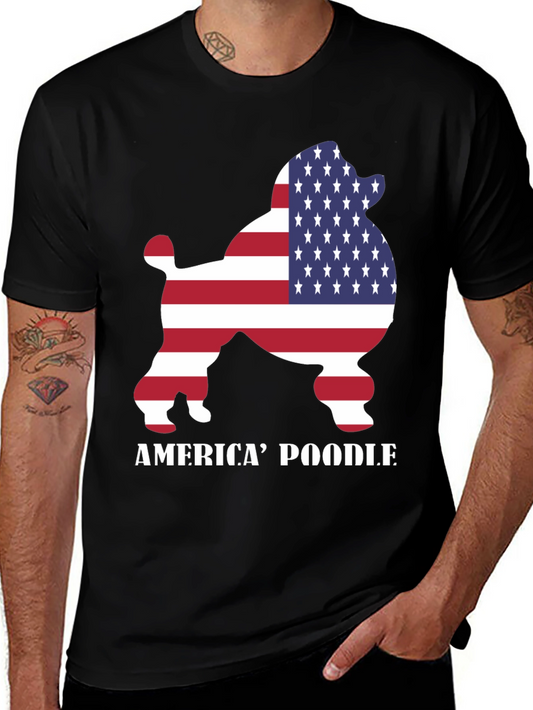 Camiseta Negra America Poodle para Hombre