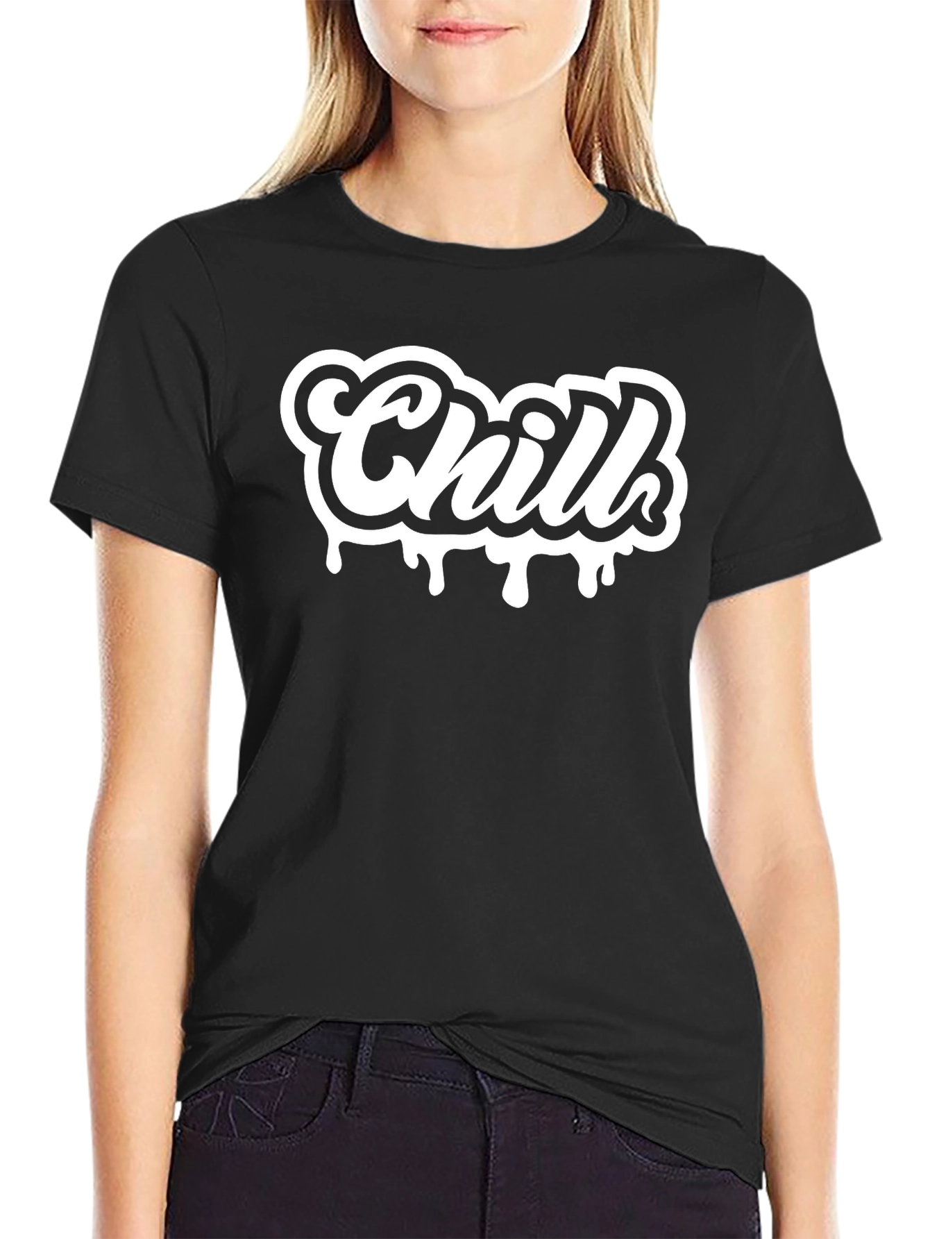 Camiseta Negra Chill con Diseño Moderno