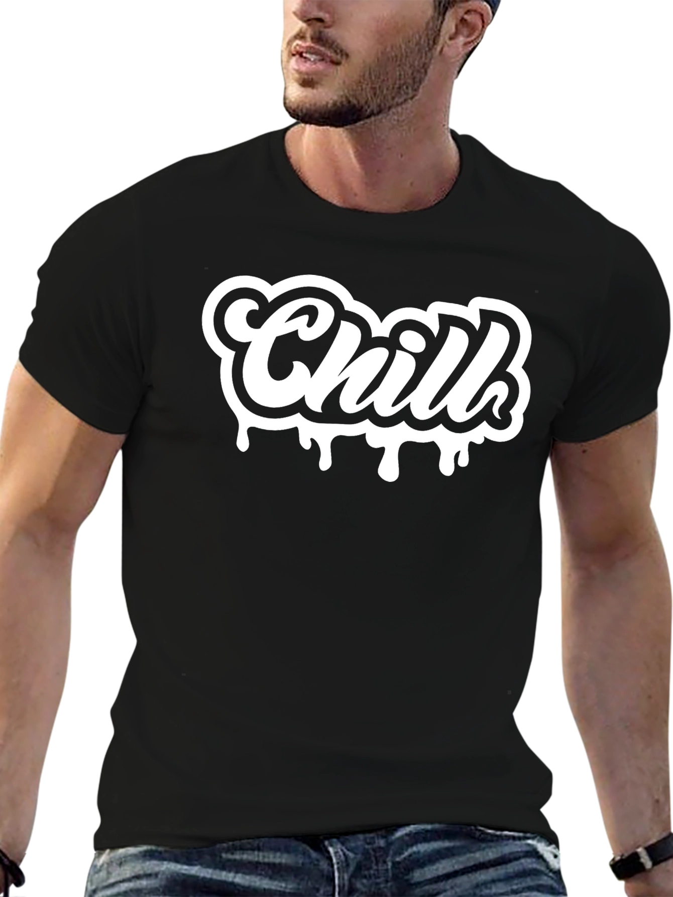 Camiseta Negra Chill con Diseño Moderno