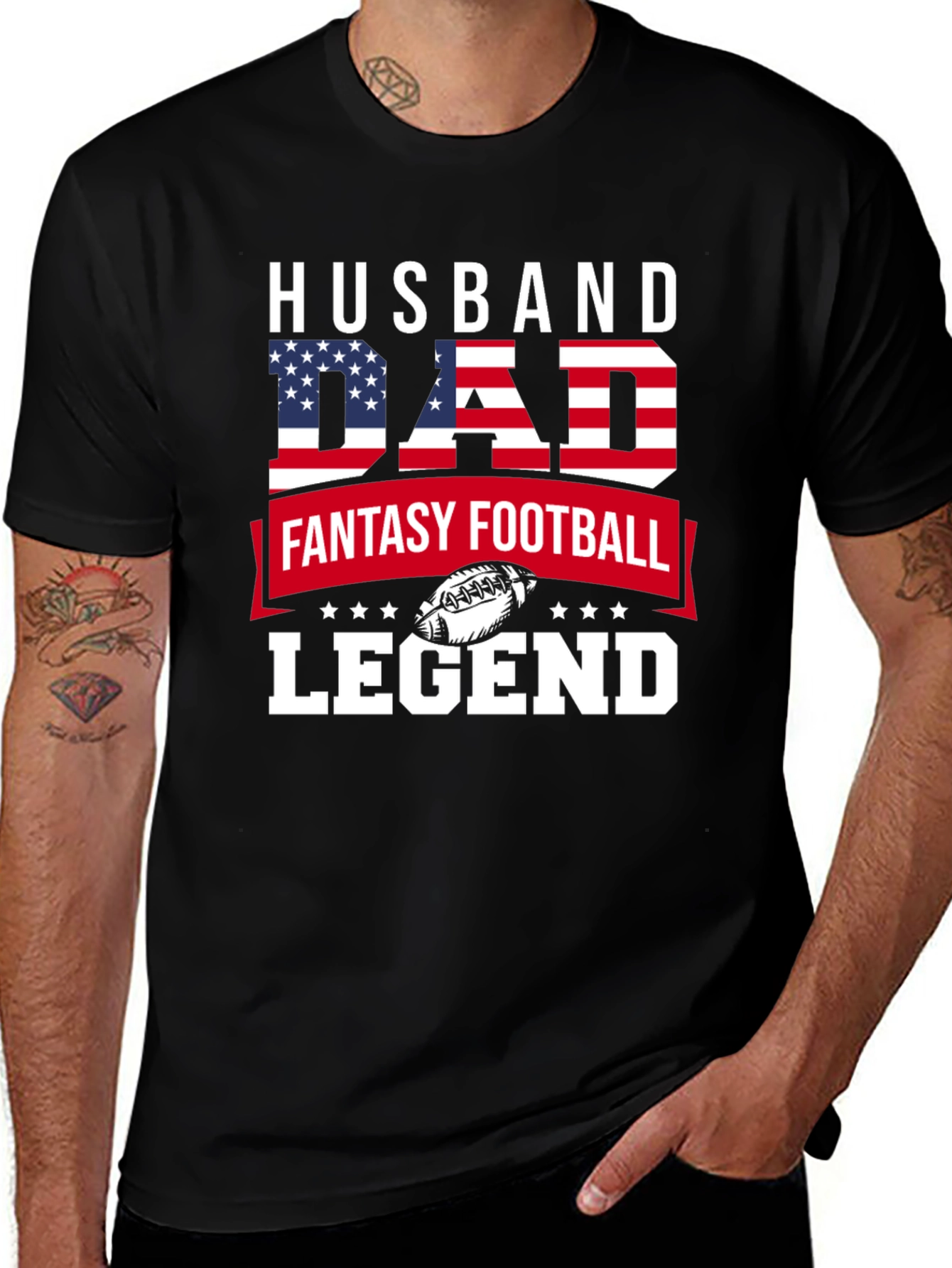 Camiseta Hombre Husband Dad Legend Fútbol Americano