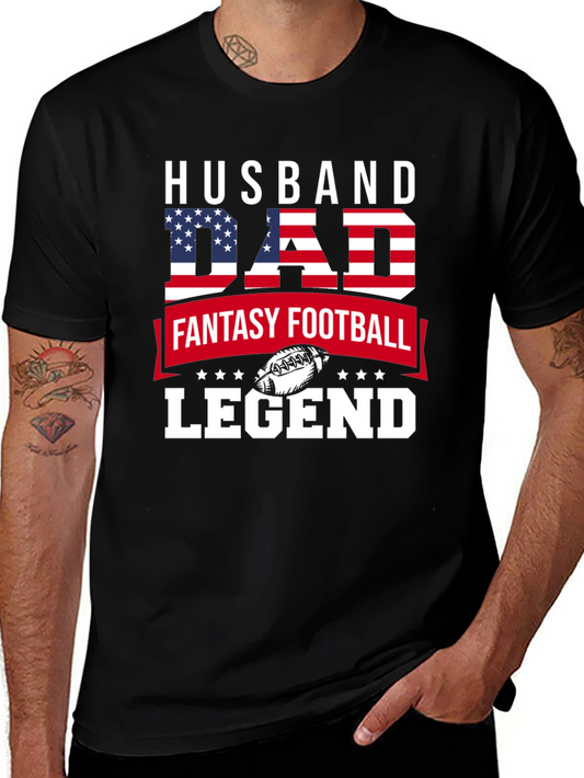 Camiseta Hombre Husband Dad Legend Fútbol Americano