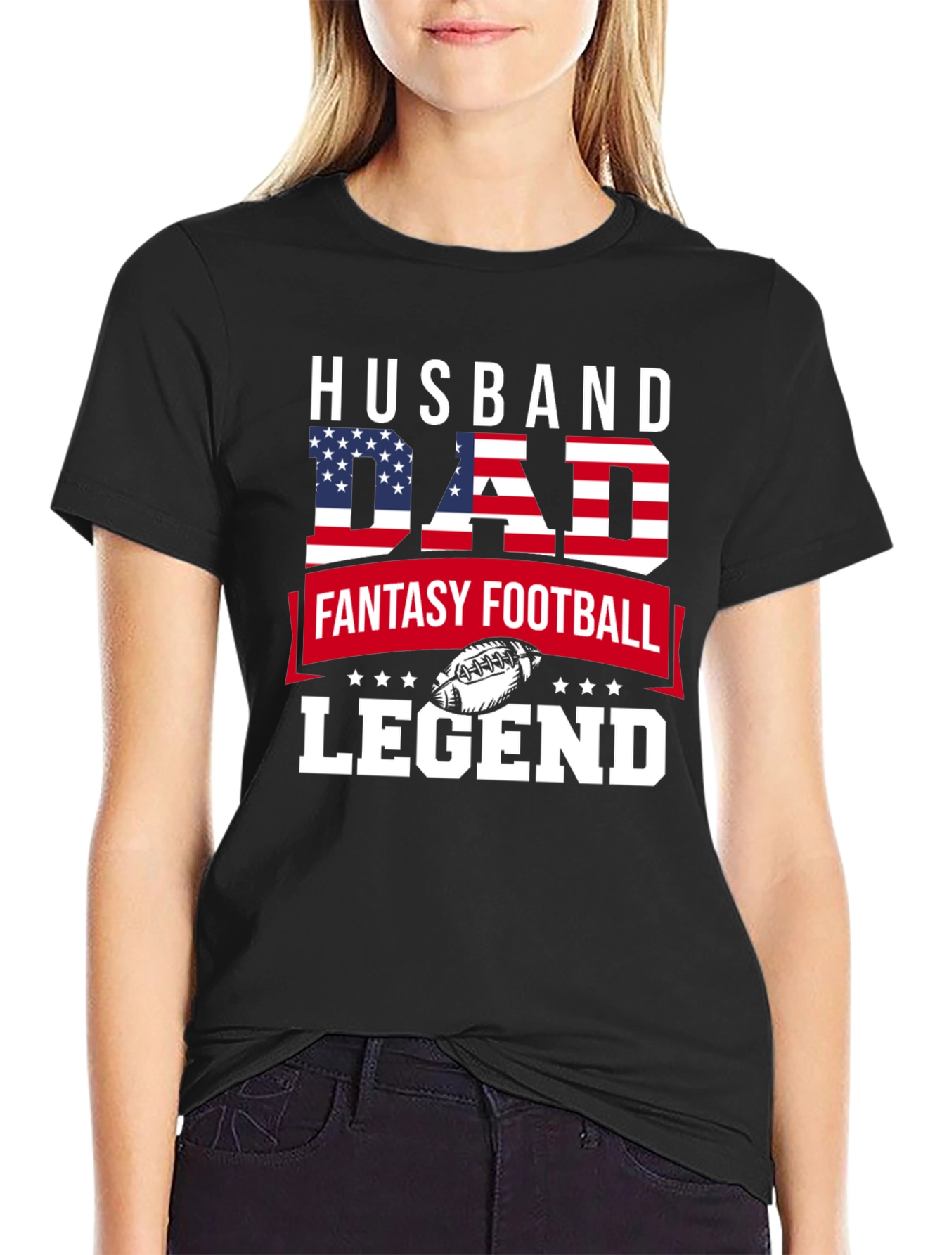 Camiseta Hombre Husband Dad Legend Fútbol Americano