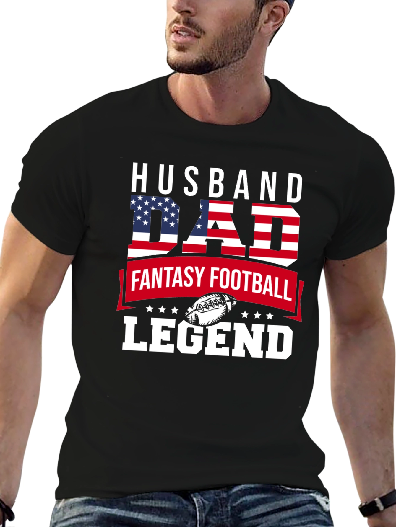 Camiseta Hombre Husband Dad Legend Fútbol Americano