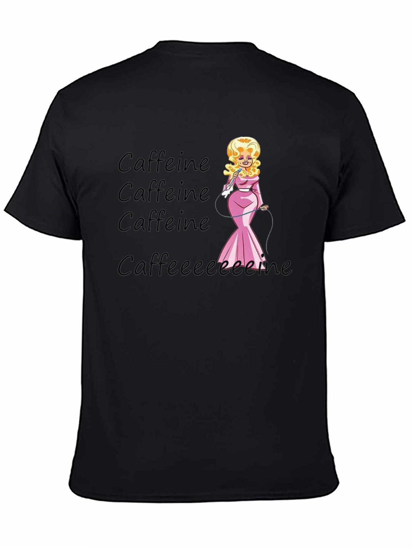 Camiseta Negra de Café con Diseño Dolly Parton
