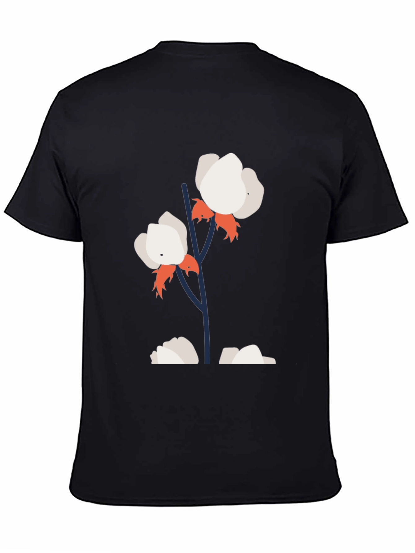 Camiseta Negra con Diseño de Algodón Floral