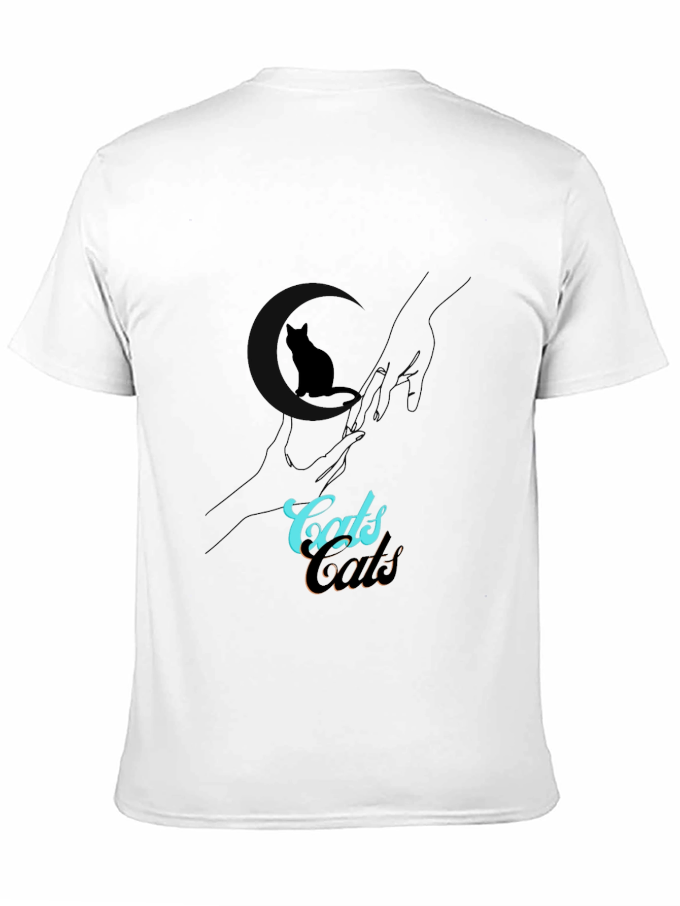 Camiseta Negra con Diseño de Gato y Texto Cats