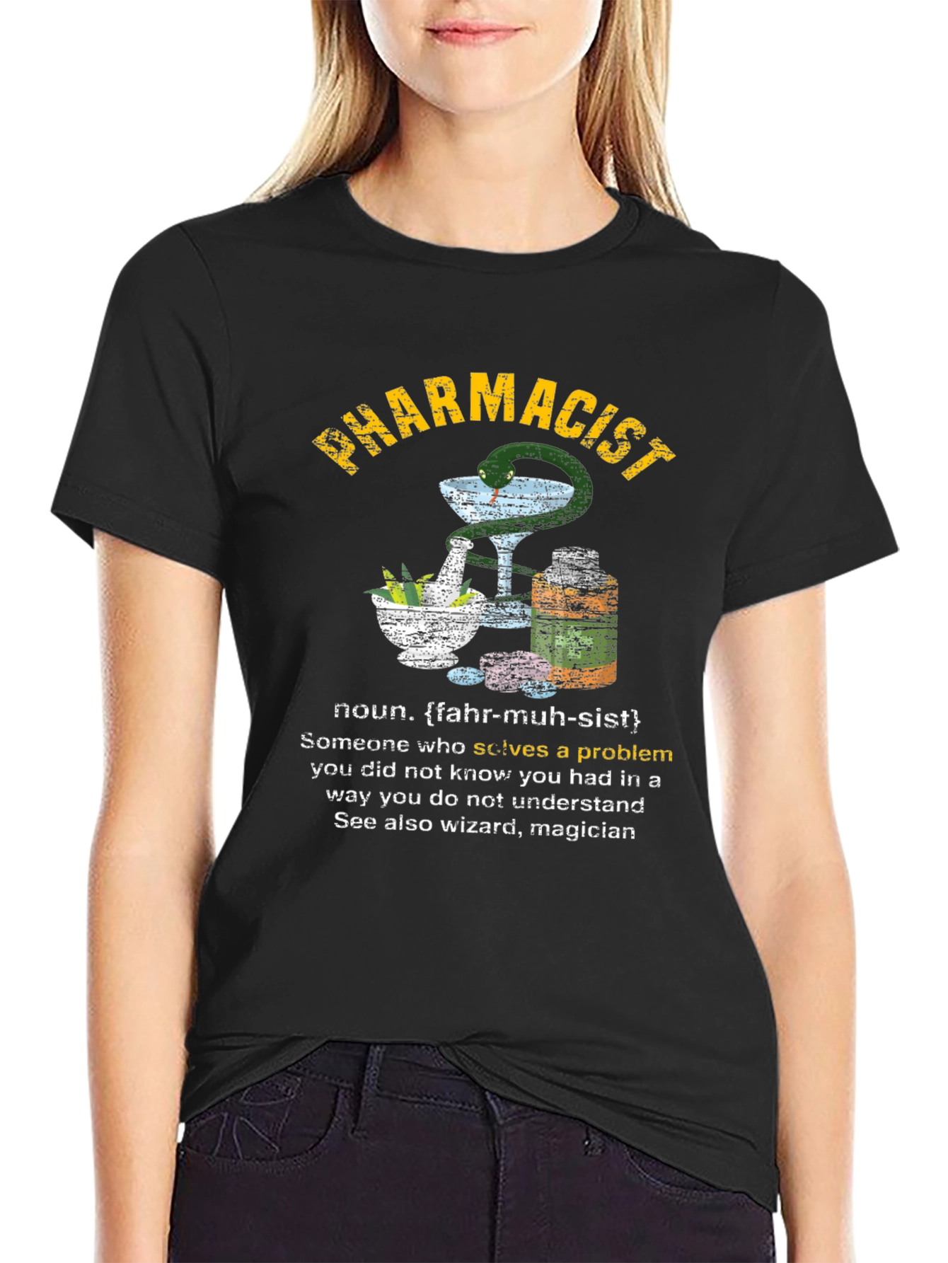 Camiseta Negra de Farmacéutico