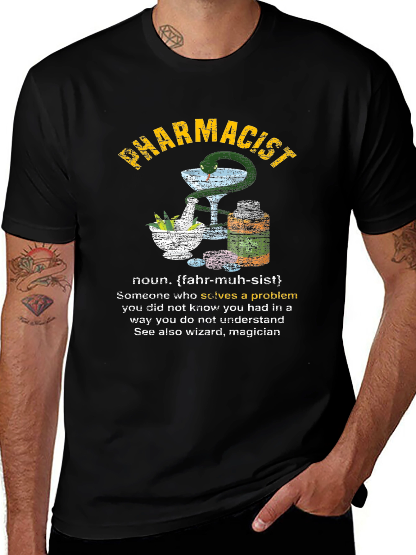 Camiseta Negra de Farmacéutico