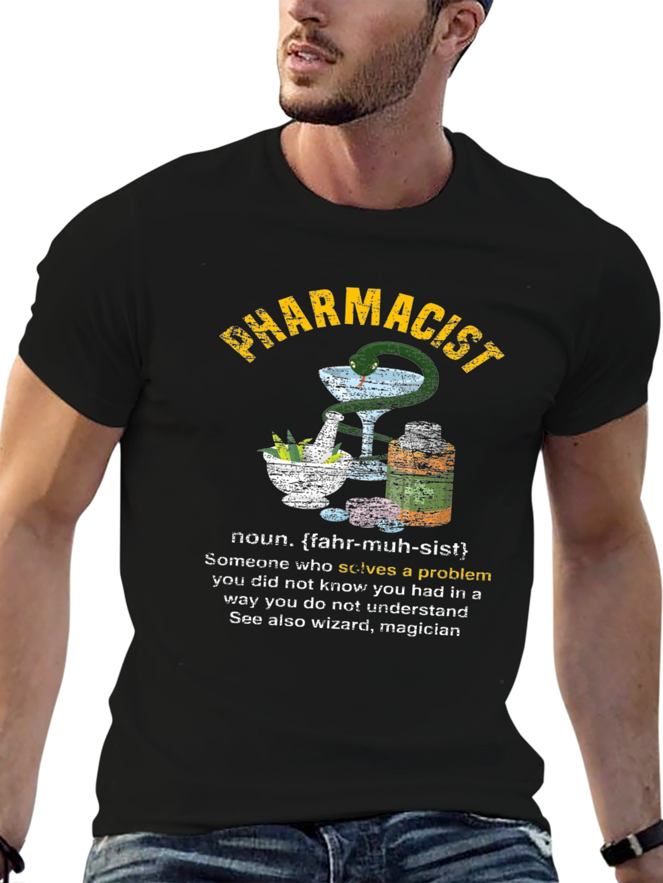 Camiseta Negra de Farmacéutico