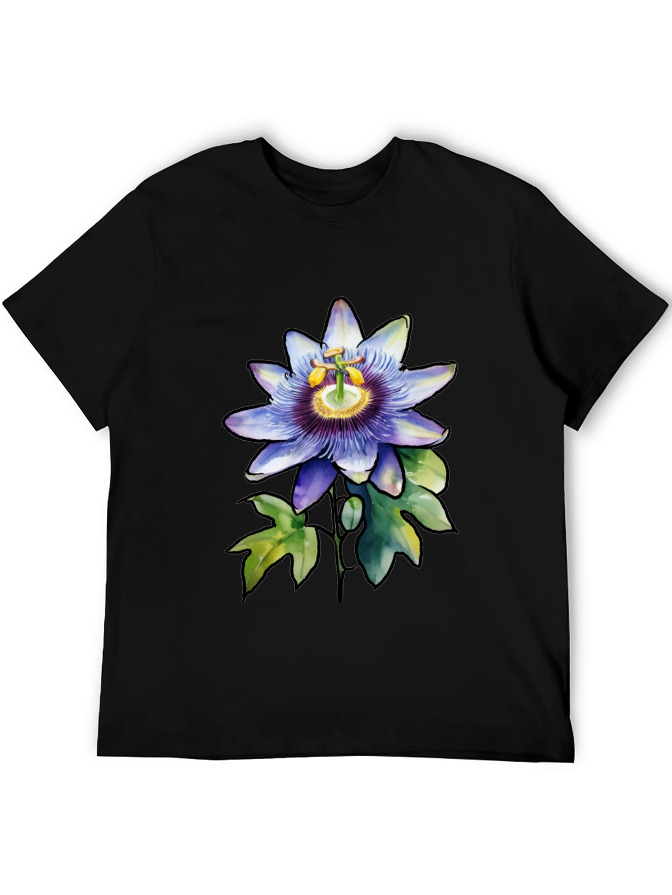 Camiseta Negra con Flor de Pasión