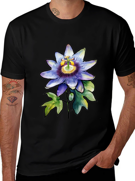 Camiseta Negra con Flor de Pasión