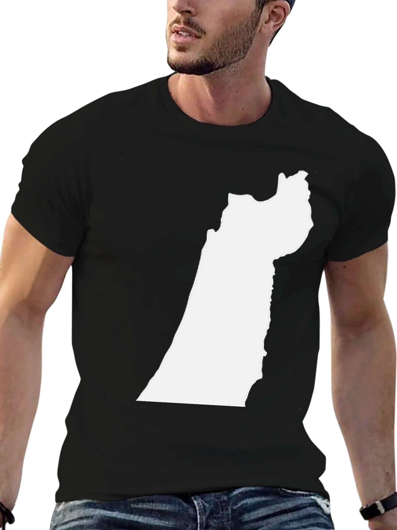 Camiseta Negra con Silueta Blanca