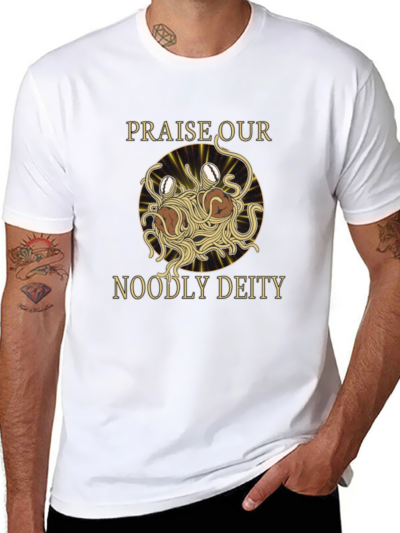 Camiseta Negra Flying Spaghetti Monster