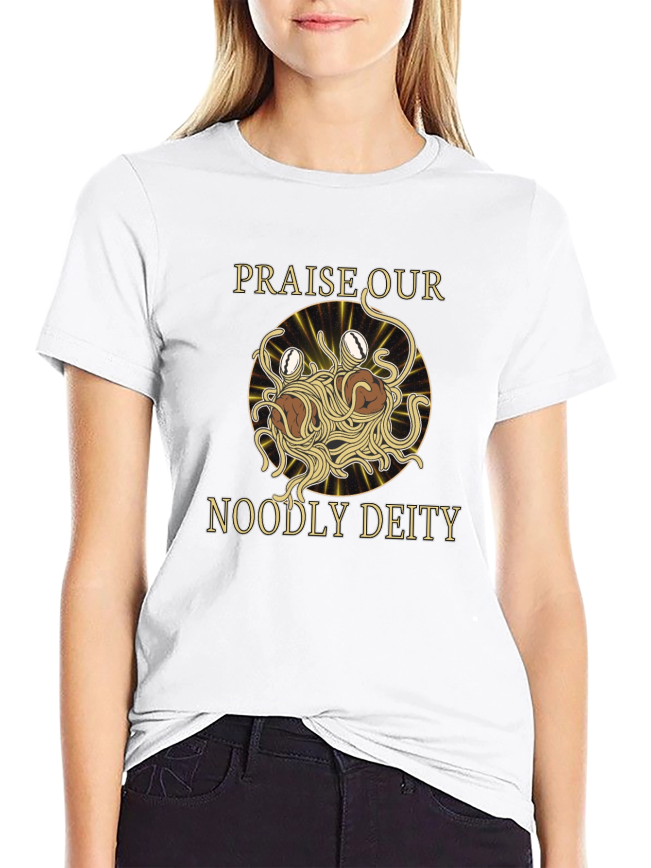Camiseta Negra Flying Spaghetti Monster