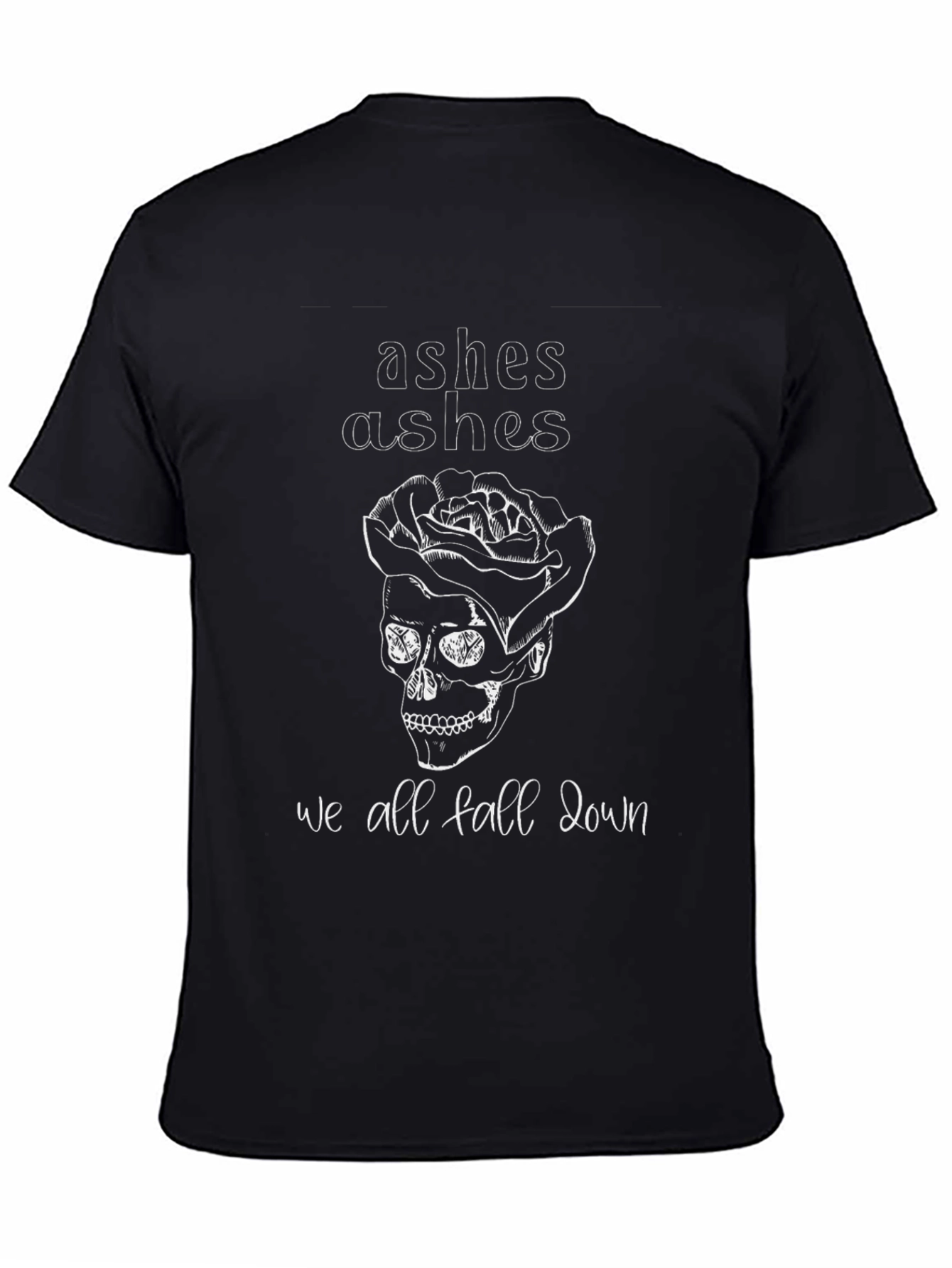 Camiseta Negra con Estampado de Calavera y Rosas