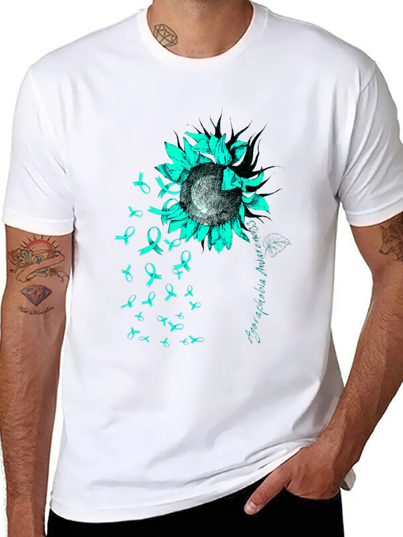 Camiseta Negra Con Girasol de Conciencia