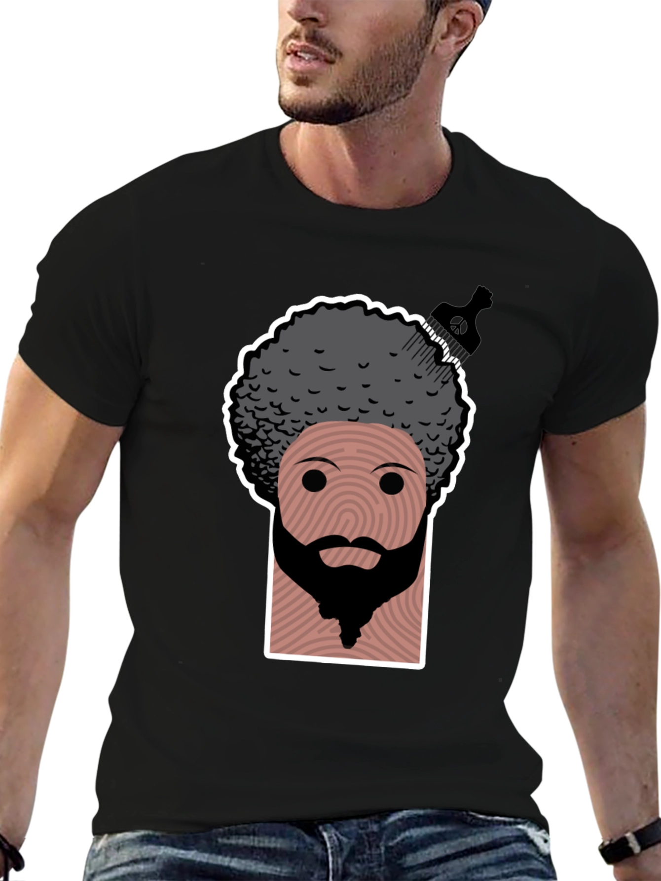 Camiseta Negra con Diseño Afro Original