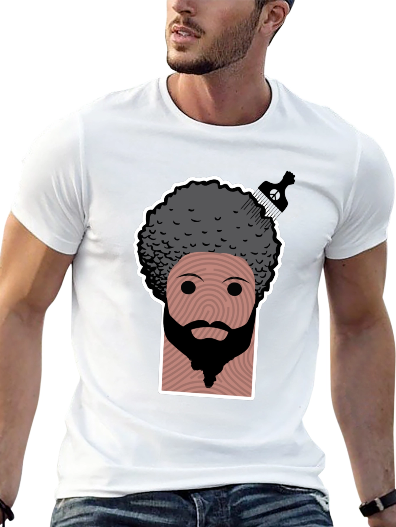 Camiseta Negra con Diseño Afro Original
